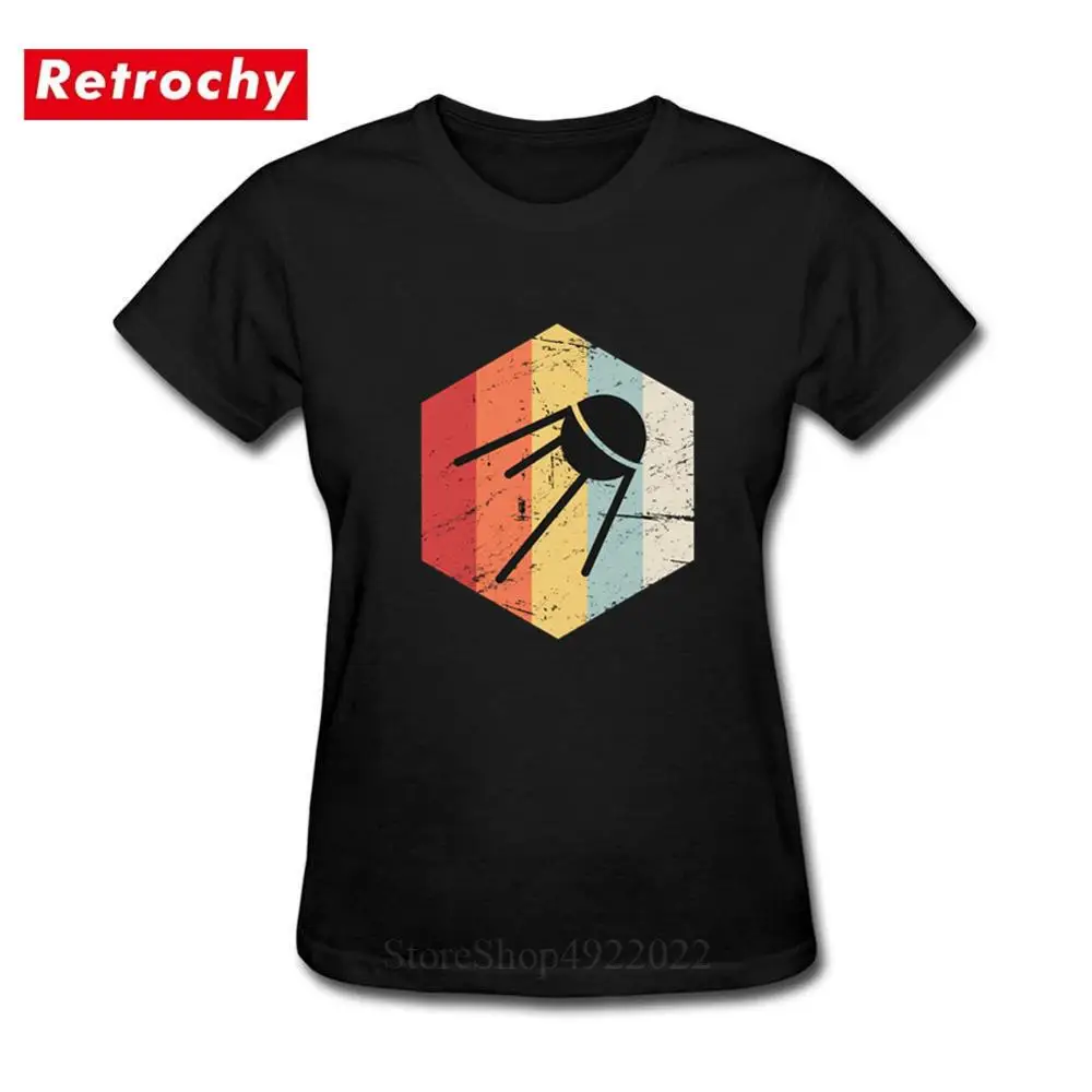 

Retro Sputnik Icon Women T-Shirt CCCP Space Rocket Tshirt Russia Program Sputnik 1 Tee Shirt USSR Punk Style Tops Adult Clothing