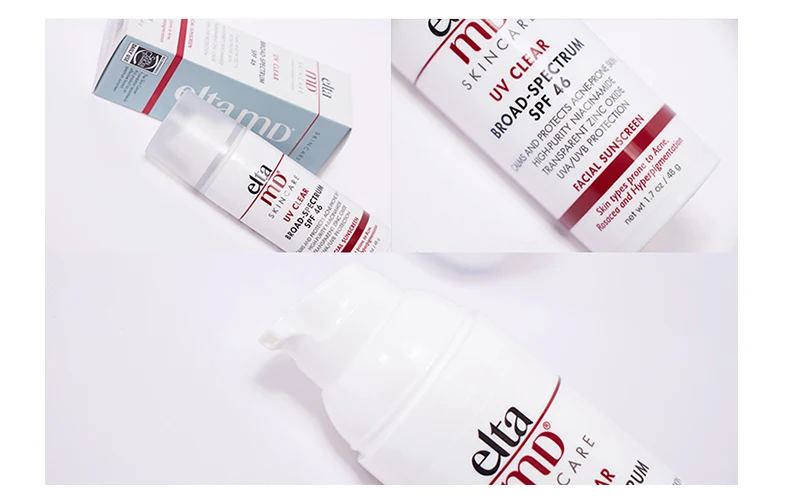 УФ-прозрачный солнцезащитный крем для лица SPF 46 широкого спектра для чувствительной или подверженной акне кожи, безмасляная цинковая формула на минеральной основе