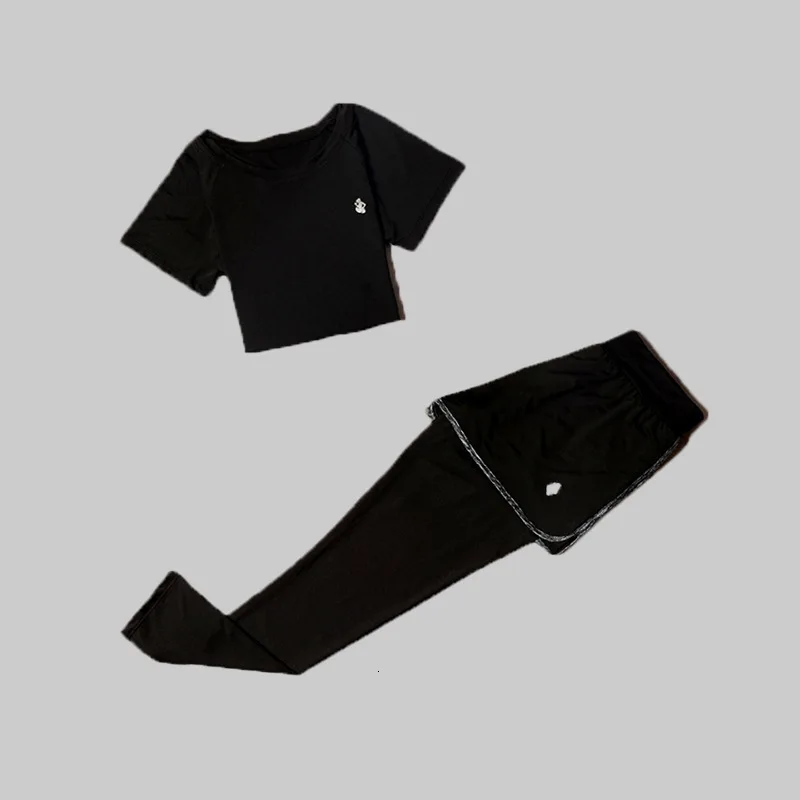 2piece set black Набор из 5 женские Yoga, 5 женская одежда, женская одежда для фитнеса, и одежда для фитнеса - Цвет: 2piece set black