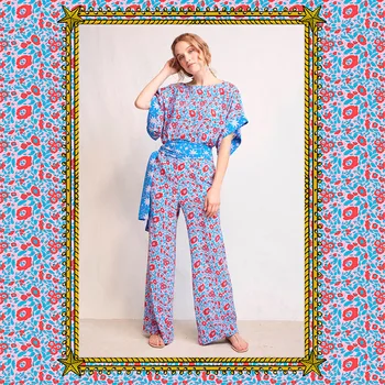 

100x145cm Fashion Week Small Foral Stretch Polyester Cady Linen Fabric for Woman Summer Dresses Blouse DIY Sewing