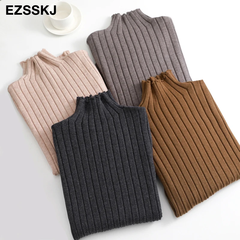 

chic Autumn winter loose thick Sweater Pullovers Women Long Sleeve casual turtleneck warm basic Sweater knit Jumpers top
