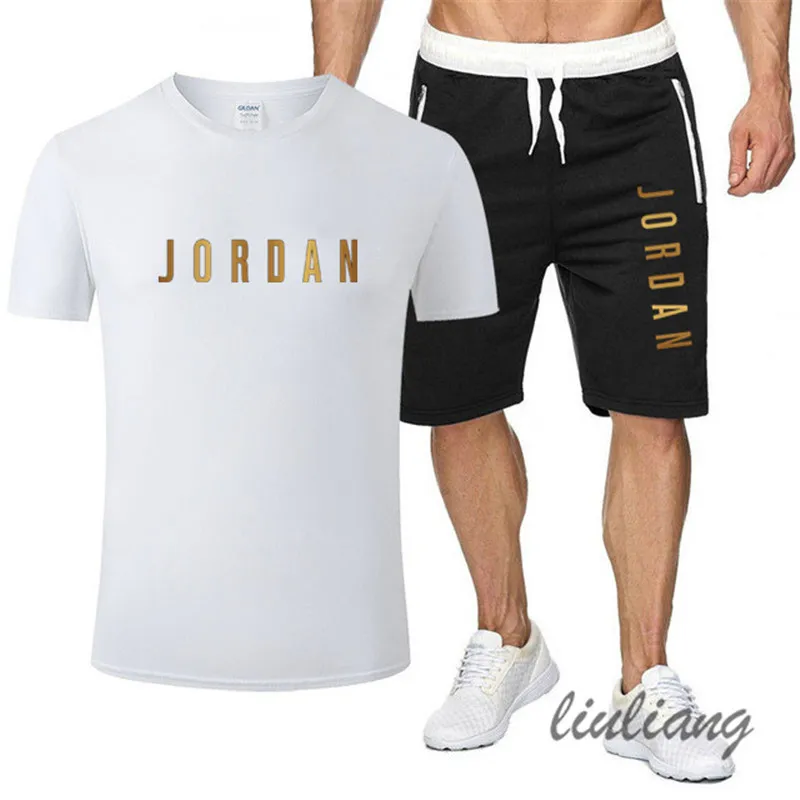 Мужской повседневный спортивный костюм из 2 предметов футболка и шорты в полоску