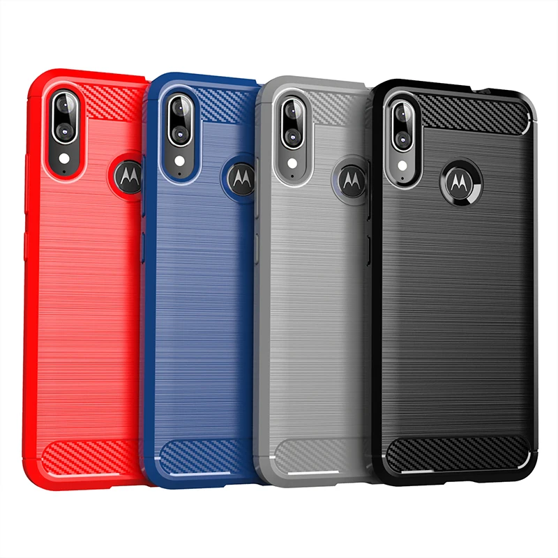 

For Motorola One Vision Case Cover Soft Carbon Fiber Bumper TPU Silicone Back Cover For Moto E5 E6 Plus Play Cover Case
