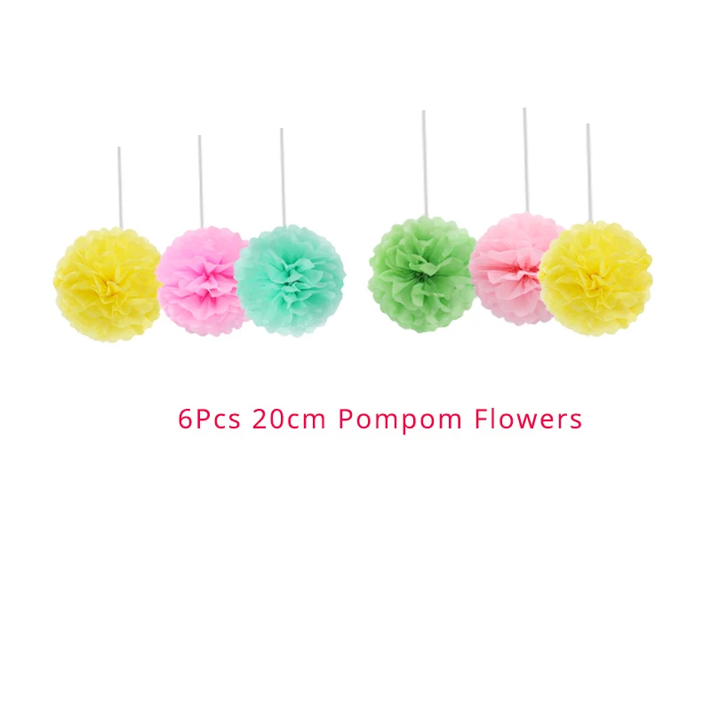 6pcs Paper Pompom Гавайи участник Luau Фламинго вечерние фламинго украшение в виде ананаса летняя для вечеринки, дня рождения в гавайском стиле Вечерние Свадебный декор тропический Декор - Цвет: 6pcs Paper Pompom