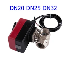 Электрический шаровой клапан, латунный моторизованный клапан, трехходовой клапан может быть вручную и автоматически AC 220 В 24 В DN20 DN25 DN32