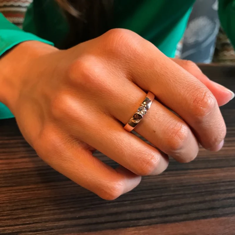 Anillo de circonia cúbica para mujer, joyería de fiesta de estilo OL, cristal Simple, Color oro rosa, DWR400 DWR406 - AliExpress Joyería y accesorios