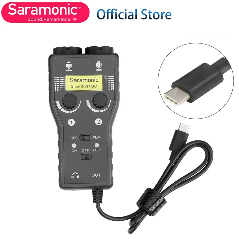 Saramonic 2-Track XLR и 3,5 мм микрофонный микшер+ гитарный аудио интерфейс для устройств usb type-C samsung Xiaomi huawei