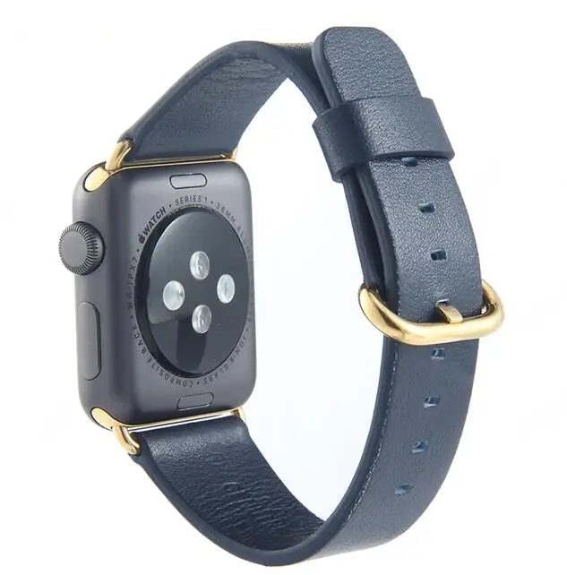 midnight blue Высококачественная кожаная Петля для iWatch серии 4 3 2 1 наручный браслет ремешок для часов для Apple Watch Band 38 мм 42 мм 40 мм 44 мм - Цвет ремешка: midnight blue
