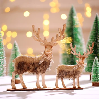 

Retro Natural Wood DIY Deer Christmas Decoration Table Craft Ornament Xmas New Year Party Wedding Home Decor Supplies 63167