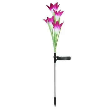 

Lightweight Solar Lily Light Rose Light 4 LED Outdoor Garden Light Artificial Flower Lawn Light