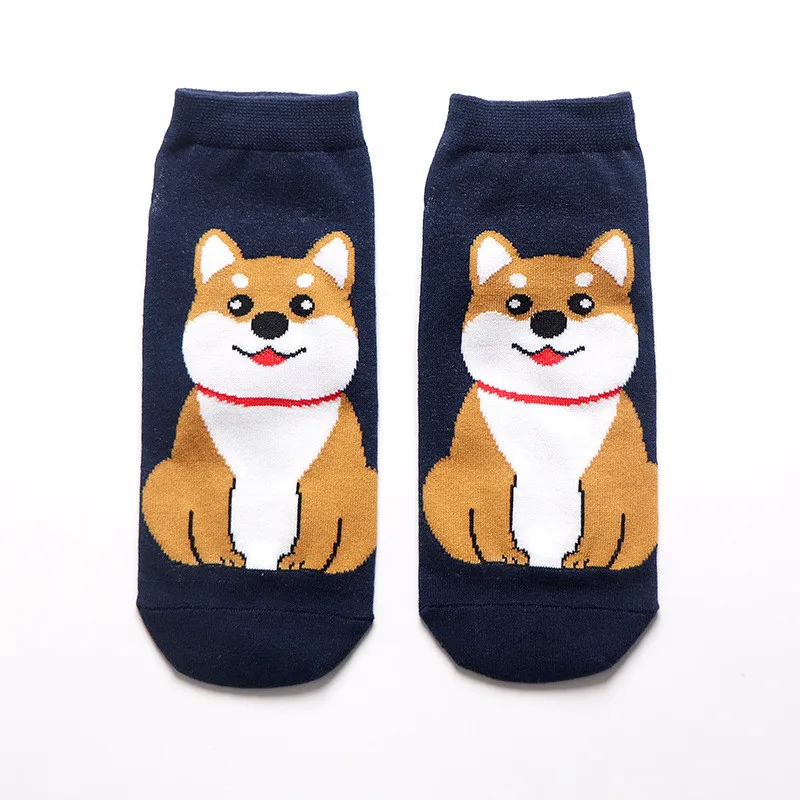 Весна осень модные милые животные женские хлопковые короткие носки Tide Dog Kawaii бультерьер Beagle японские повседневные Веселые носки