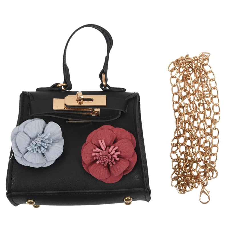 

1x PU leather female mini flower chain bag / shoulder diagonal bag / handbag (flower position color random) Size about: 13 * 10.