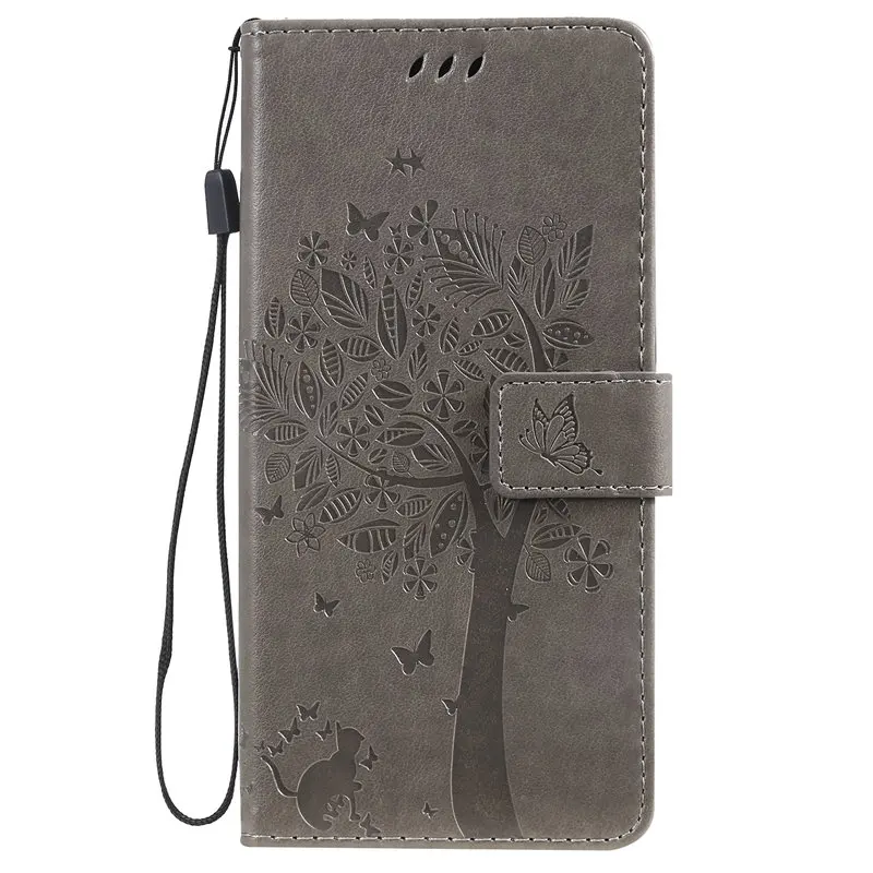 Gray Милый чехол-книжка с изображением кошачьего дерева для sony E5 E6 L1 L2 L3 XZ XZ1 XZ2 Premium Z3 XZ4 Compact Xperia1 Xperia10 кошелек для карт Funda E06F - Цвет: Gray