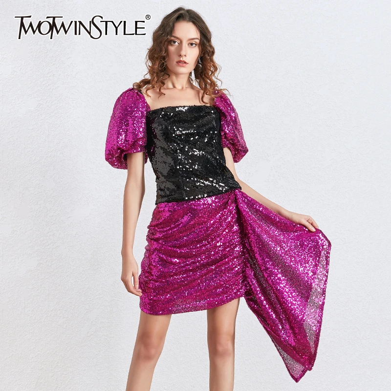 Комплект из двух предметов TWOTWINSTYLE с блестками и квадратным воротником рукавами