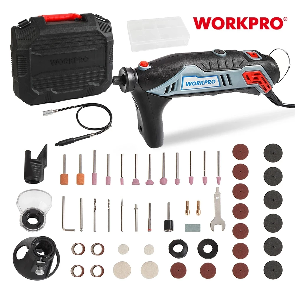 WORKPRO 130W Variable Speed Rotary Tool Kit Engraver Electric Mini Drill Grinder with Flexible Shaft & 182-Piece accessories 220v 230v led neon rope strip ribbon light flexible tape waterproof ip65 with eu power plug rgb white blue green red pink yellow