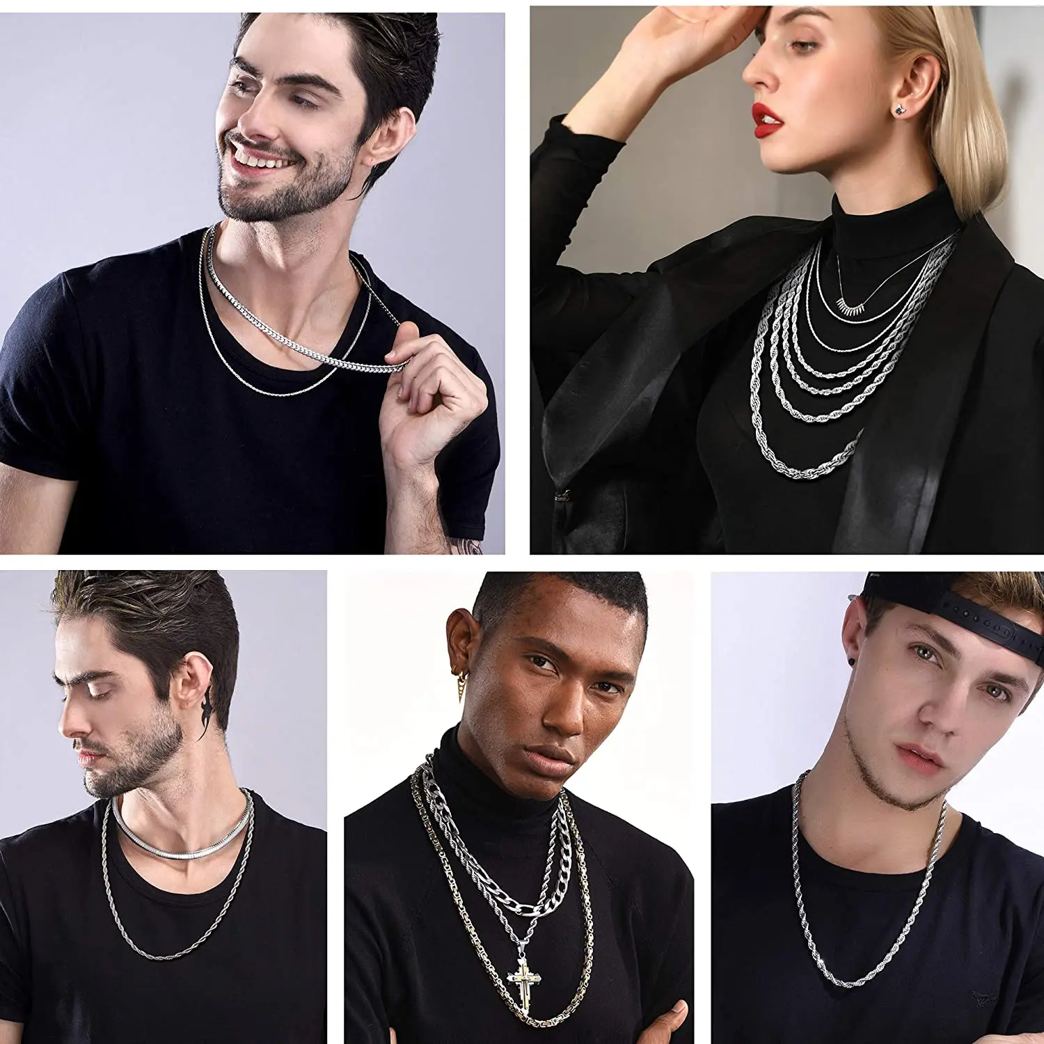 U7 Stainless Steel 9MM Twisted Rope Chain Necklace Set Wholesale Chain Necklace And Bracelet Men Jewelry Sets S840