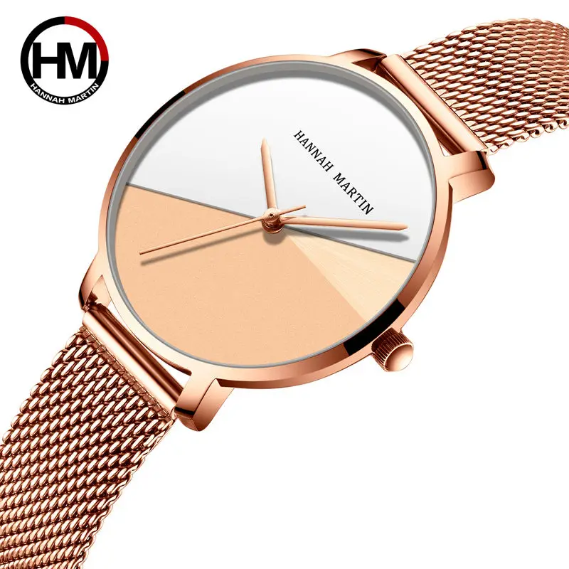 

Hannah Martin Brand Ladies Watch Casual Waterproof Quartz Watch Women Rose Gold Luxury Female Watches Steel Clock Woman