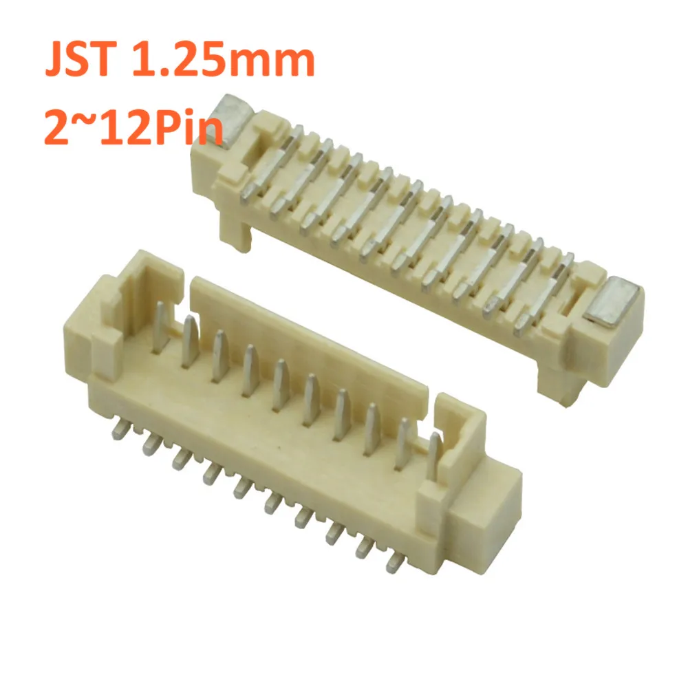 JST 1.25mm 수직 수 커넥터 웨이퍼 SMD 소켓 10 개, 1.25mm SH 피치 핀 헤더 내열성 2p 3p 4 핀 6p