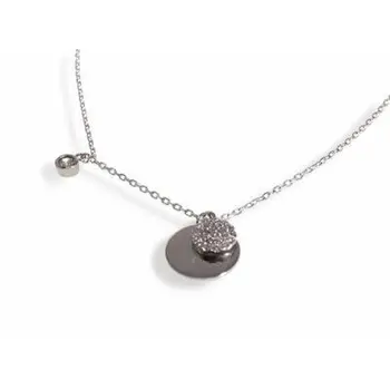 

Silver choker with smooth and curd chain and coin