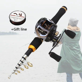 

1.65m Portable Travel Outdoor sports telescopic fishing rod and Spinning Reels set Trout Casting Rod fishing fish bag