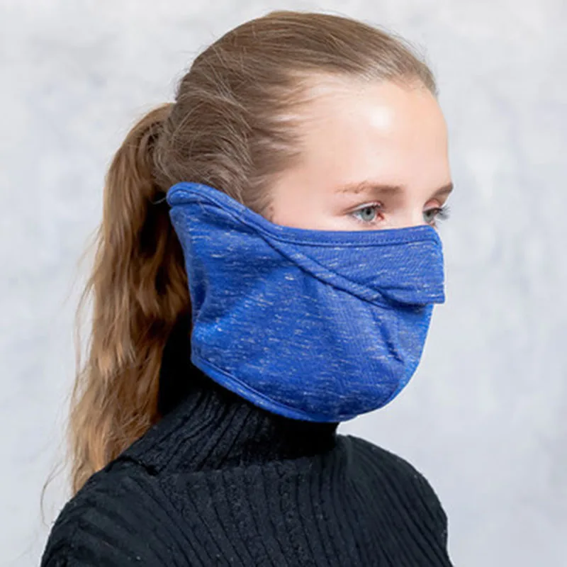 Unisex Winter Outdoor Cycling Face Mask Fleece Ear Protector Windproof Neck Warmer Cycling Accessories - Цвет: Dark Blue