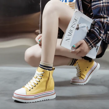 

Shoes Woman 2020 Increas Height Tennis Female Casual Sneaker Clogs Platform Round Toe Designer Brand Luxury Women All-Match New