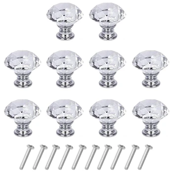 

12 Pack Diamond Shape Crystal Ball Door Knobs Pull Handle for Cabinet Drawer Wardrobe Cupboard Kitchen Door