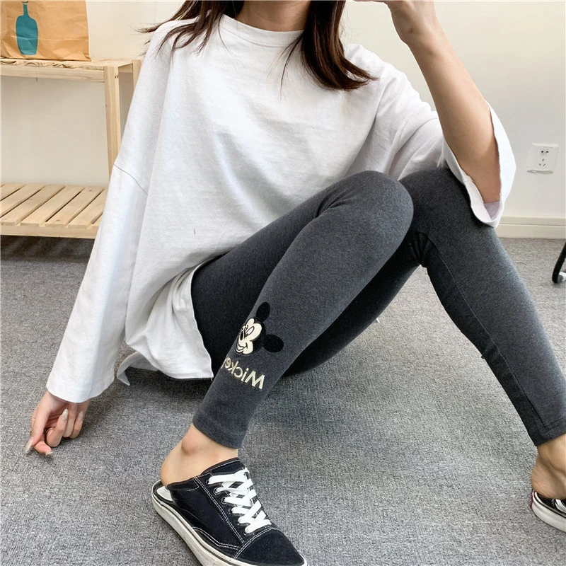 Disney  Bottoms leggings Mickey Mouse spring thread cotton cartoon women wearing slim skinny leg  tight cropped Fashion pants leather leggings Leggings