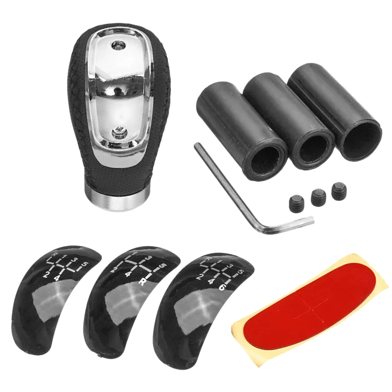 Universal Car Gear Shift Knob Leather Gear Shift Head with Gear Knob Cap Cover 5/6 Speed Shifter