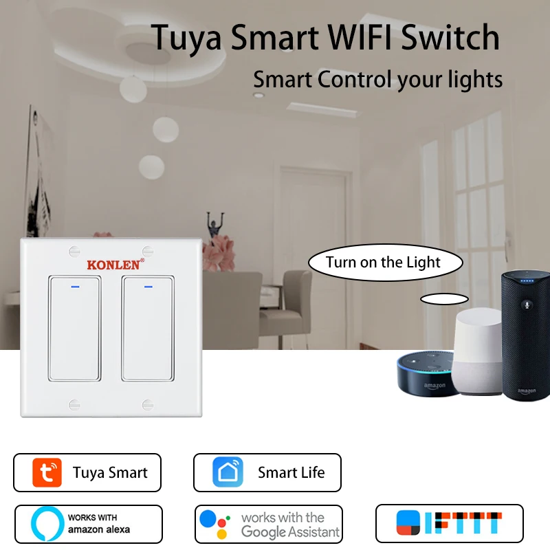 Tuya US Wi-Fi светильник настенный выключатель кнопочный Умный домашний комплект с дистанционным управлением домашняя Автоматизация Alexa Google Home IFTTT совместимый