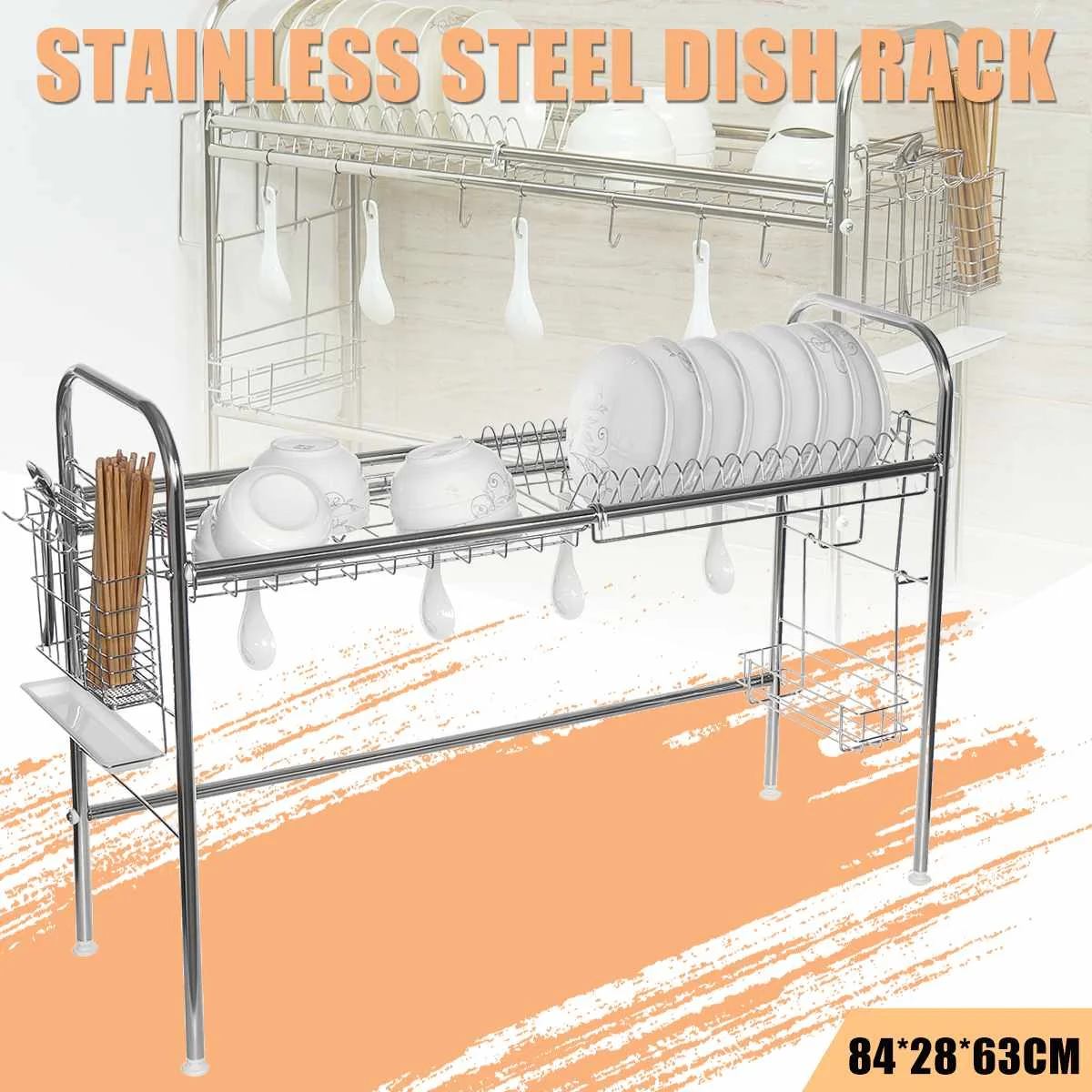 

Stainless Steel Kitchen Shelf Rack Drying Drain Storage Holders Kitchen Plate Dish Cutlery Cup Drain Rack Kitchen Organizer