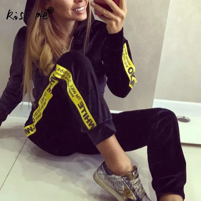 Solid Female Sportswear Set Running Set Casual Hooded Sweaters Trousers Leggings Gym Fitness Training Sport Suit Exercise