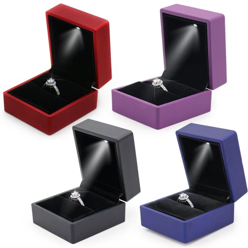

Cube Gift Box With LED Light Wedding Earrings Ring Box Jewelry Display Case Holder Gift boxes Amazing organizer