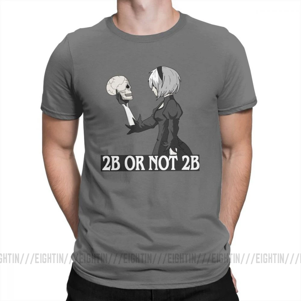 NieR футболки automata 2B или не 2B мужские футболки забавные хлопковые футболки с короткими рукавами и круглым вырезом размера плюс Топы - Цвет: Темно-серый