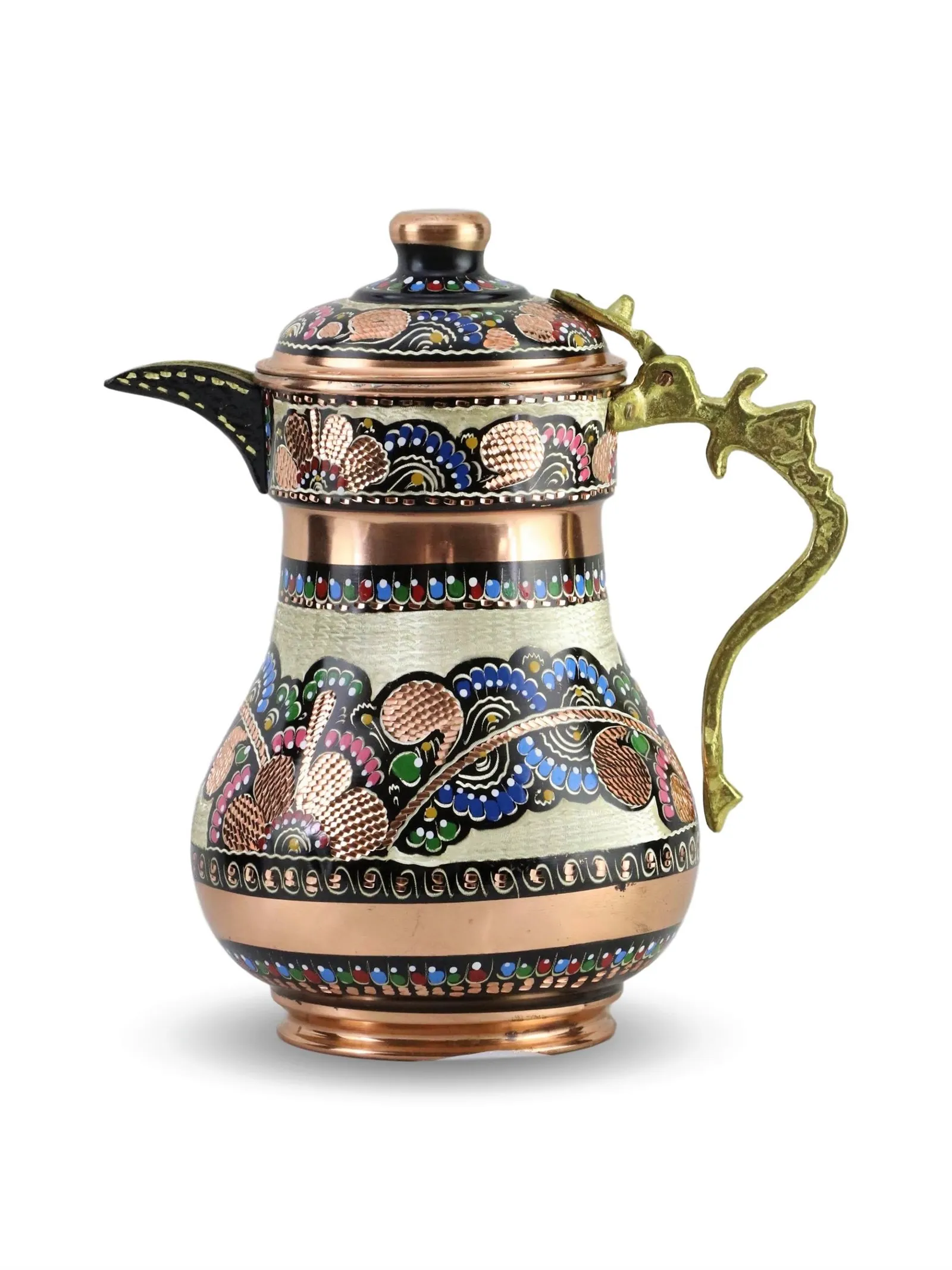 Morya Copper Water Pitcher with Lid Beverage Carafe Jug Juice Elegant Decanter Handmade Vintage Style Ayran Drinkware Red 2L | Дом и сад