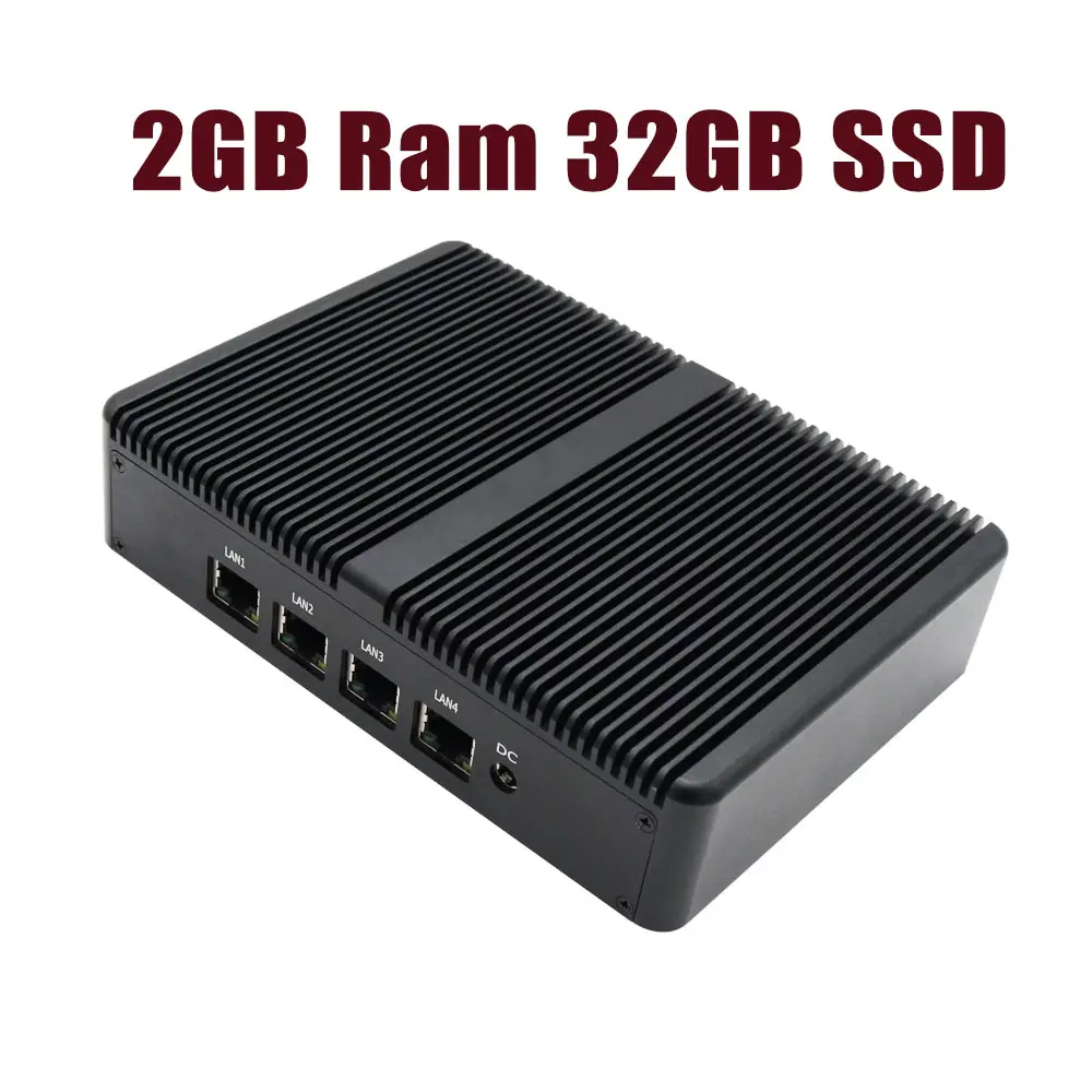 2GB Ram 32GB SSD Topton безвентиляторный Pfsense мини-ПК Intel Celeron J1900 4* Lan 1* RJ45 межсетевой маршрутизатор 24 часа работы USB 3,0 VGA с кронштейном VESA - Цвет: 2GB Ram 32GB SSD