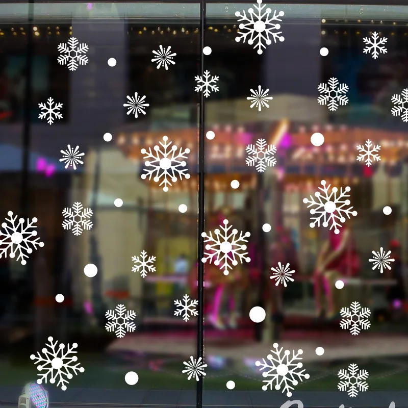 White Snow Christmas Wall Decoration Centro Commerciale Family Windows Natale Capodanno Decorazione Adesivi