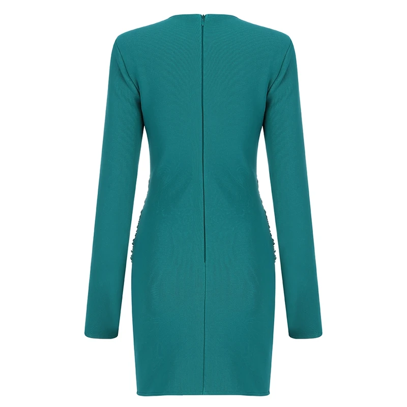 INDRESSME Новая мода женское сексуальное платье с длинным рукавом Сетчатое ДРАПИРОВАННОЕ Бандажное мини-платье Вечерние Клубное обтягивающее платье, оптовые продажи Ins