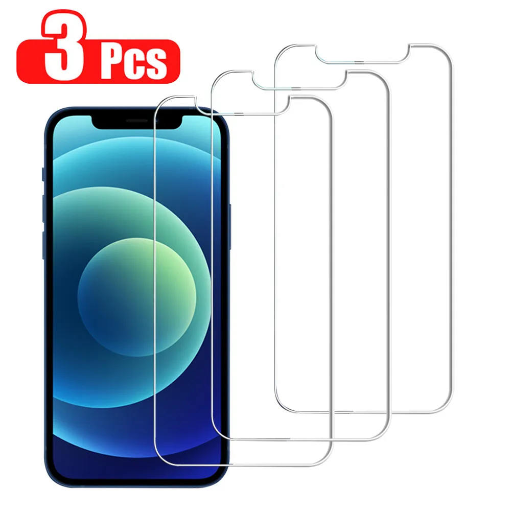 Protector de pantalla de vidrio templado para iPhone, Protector de pantalla para iPhone 12, 11 Pro, XS Max, XR, 7, 8, 6s Plus, 12, Mini, 11 Pro Max, 3 uds.