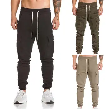 

Multi-Pockets Men Casual Sweatpants Jogger Sports Trousers Drawstring Long Pants