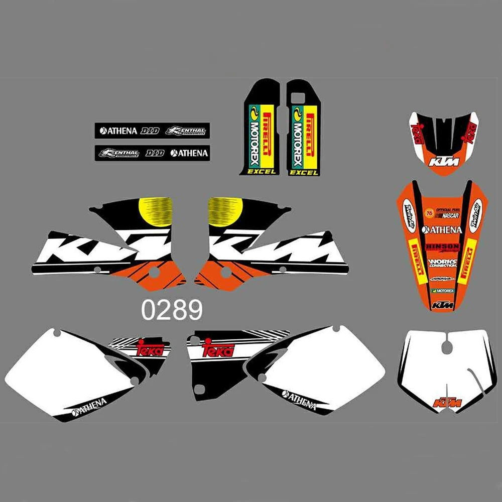 

New Full Graphics Decals Stickers Custom Number Name Glossy Bright Stickers Waterproof for KTM SX 125 250 380 400 520 2001 2002