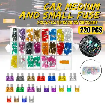 

220Pcs Car Truck Motor Van Fuse Set Mini Standard Auto Blade Fuses 2/3/5//7.5/10/15/20/25/30/35AMP with Box Clip Assortment