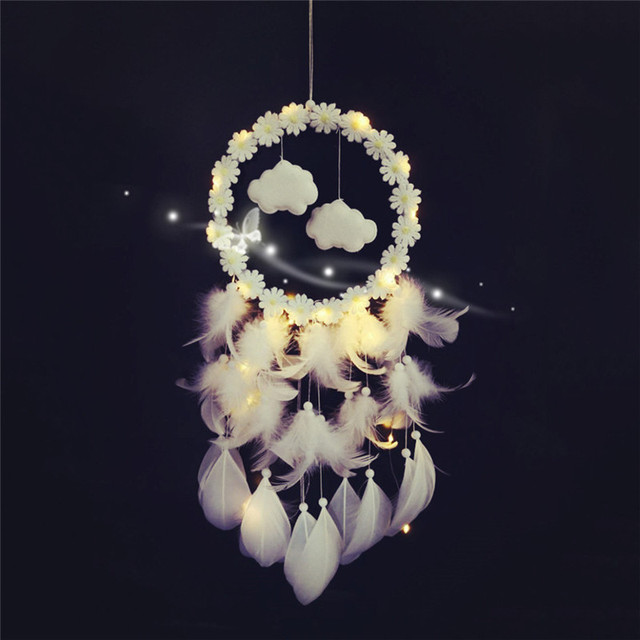 Style Cat Head Dreamcatcher Wind Chimes Wall Hanging Decoration Room Decor For Kid Girls Bedroom Hairball Hanging Pendant