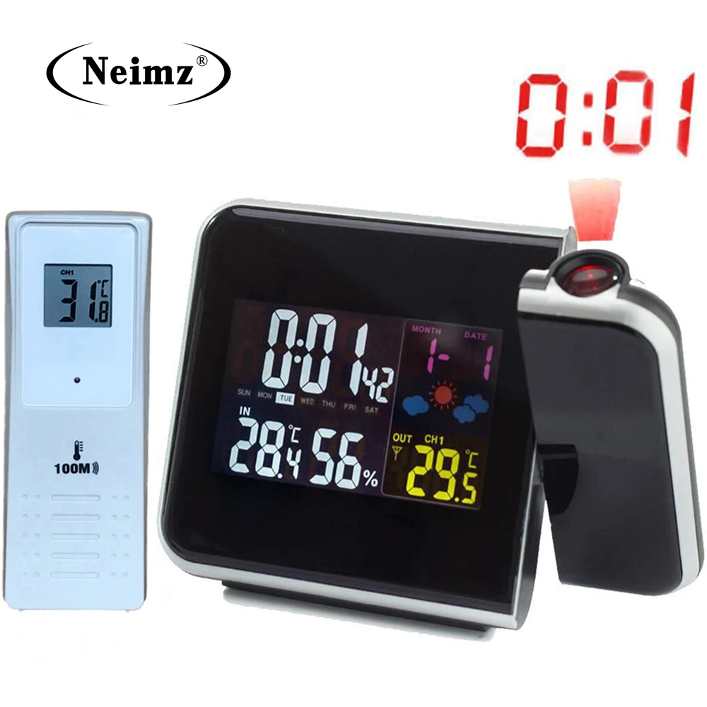 Digital Projection Alarm Clock Weather Station With Temperature Thermometer Humidity Hygrometer Bedside Wake Up Projector Clock Alarm Band Alarm Clock With Phonealarm Clock Fashion Aliexpress