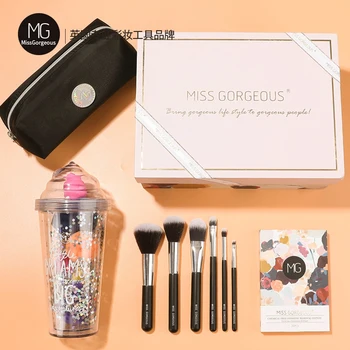 

Miss Gorgeous Makeup Brushes Set Cosmetic Powder Eye Shadow Blusher Brush With Beauty Make Up Sponge Remover Holiday Gifts Box