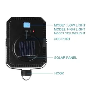 

5W Outdoor Solar LED Flood Light Camping Lantern Camping Tent Lights Portable Flashlight USB Rechargable 40JE