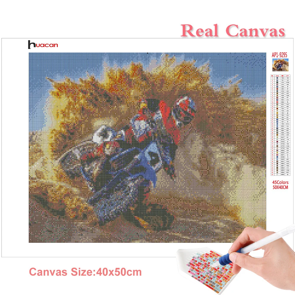 Diamond Painting Huacan 5d Diamond Painting s Motorcycle Diamond Art Full Drill Mosaic Racing Car Scenery Home Decor Handmade Gift