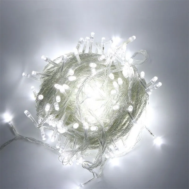 LED Street Garland Christmas Lights Outdoor 10M String Fairy Lights EU US Plug LED Lights Decoration For Wedding New year Party - Цвет: White