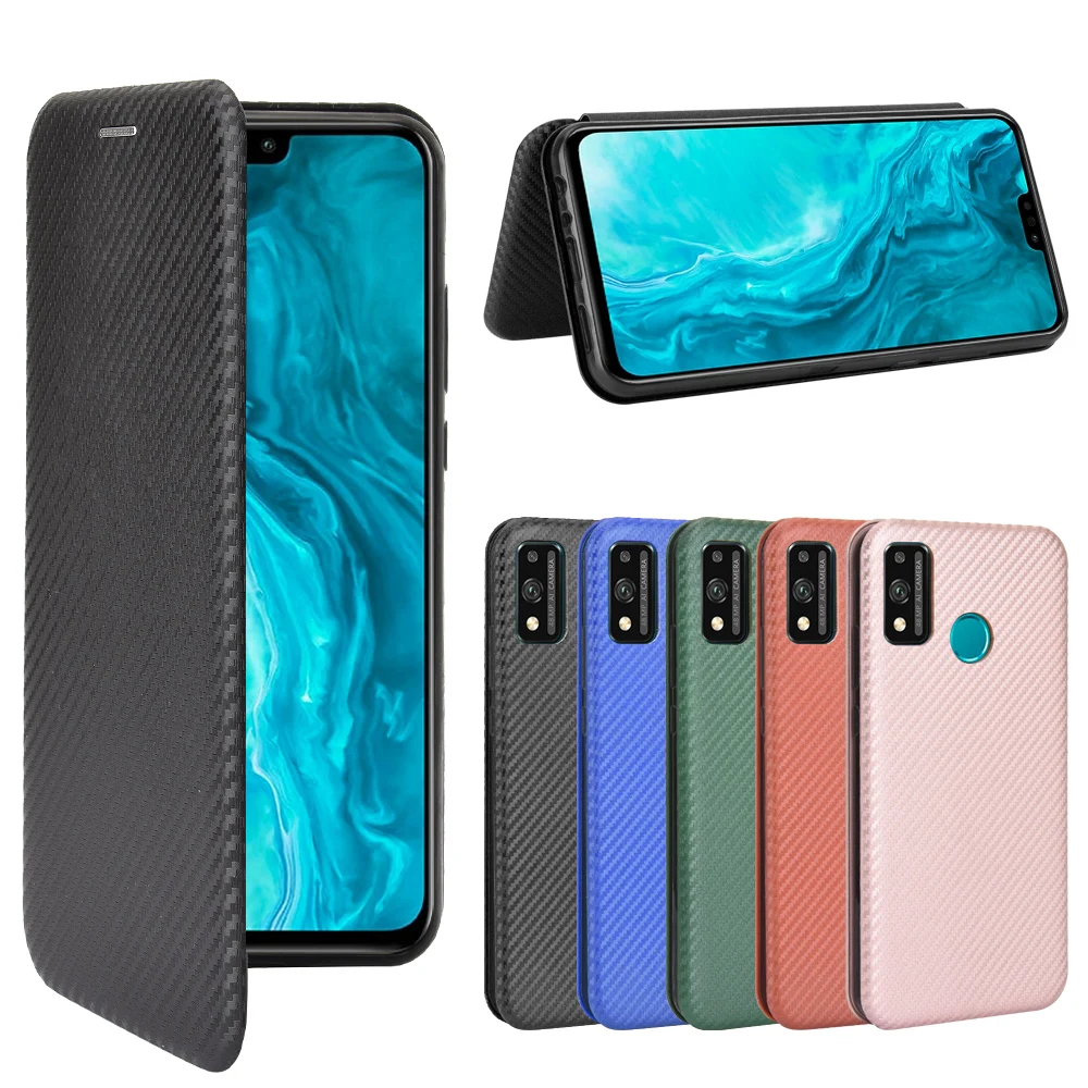 For Huawei Honor 9X Lite Case Carbon Fiber Flip Leather Case For