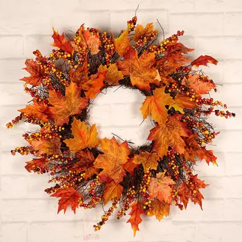

Thanksgiving Garland Window Wreath Door Maple Leaf Autumn Decoration Ornaments Holiday Pendant Wreath Christmas Decoration